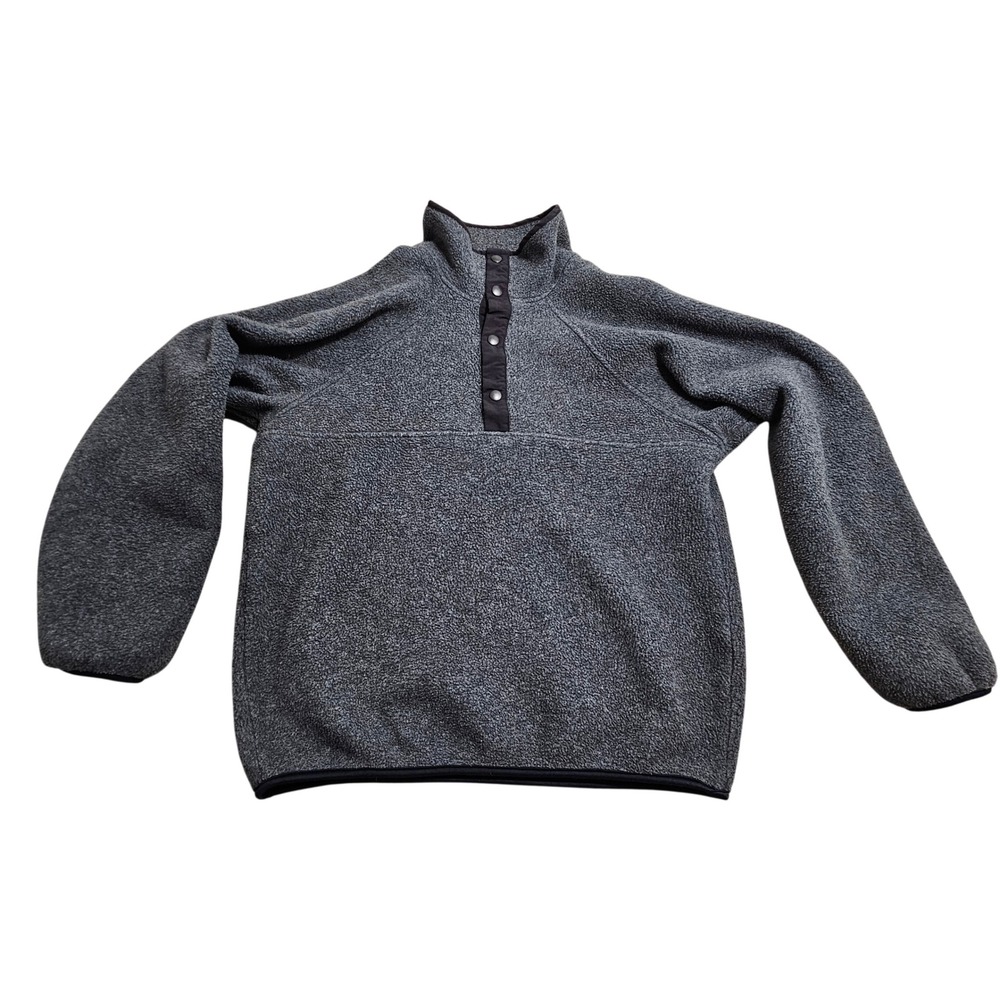 Woolrich‎ Fleece Pullover Size M Charcoal Snap Neck Made in USA 17056 Vintage